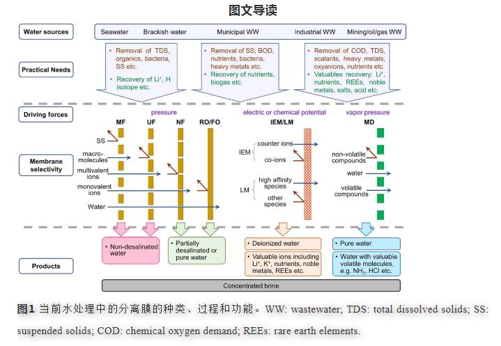 選擇性膜用于水和廢水處理-先進材料的作用